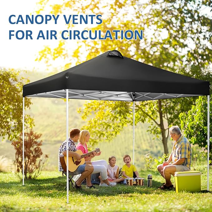 COBIZI Canopy Tent 10x10 Pop Up Outdoor Canopies with 4 Sidewalls Waterproof Commercial Instant Gazebo Tents for Party Patio Backyard with 4 Sandbags, 4 Stakes & 8 Ropes, Black