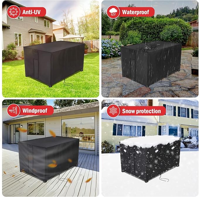 Fire Pit Cover Square 38 Inch,Propane Gas Fire Pit Table Cover,Outdoor Waterproof Firepit Table Cover - 38 X 38 X 24 Inch