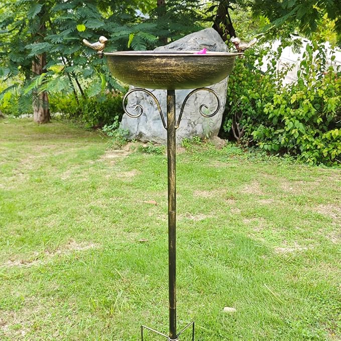 HJHHARTSPACE Bird Baths for Outdoor, 40 Inch High Vintage Metal Bird Bath with Cast Iron Bird Statues FreestandingBird Baths Birdfeeder Bowl for Outdoors Tray Patio Yard Lawn Decor