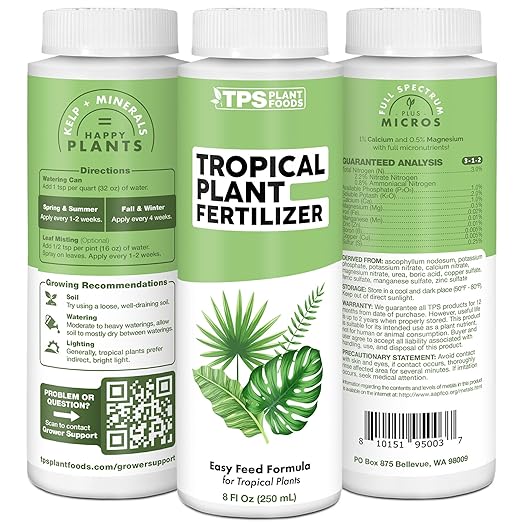 Tropical Plant Food - Liquid Fertilizer for All Tropical Indoor and Outdoor Plants, 8 oz