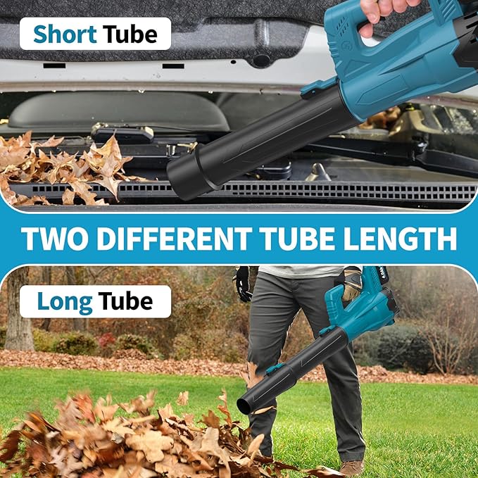 FULLYEA Leaf Blower Cordless, 21V Powerful Leaf Blower with 2 x 4.0Ah Battery & Fast Charger, Lightweight Electric Leaf Blowers for Lawn Care, Yard, Patio Cleaning, Blowing Leaves & Dust (Blue)