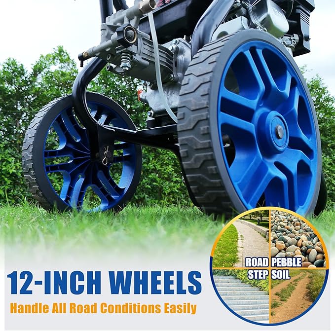 TOOLCY Gas Powered Pressure Washer, 3200 PSI and 2.6 Max GPM, 35FT Extended Power Hose, Kink-Less Swivel Gun with & 5 Nozzles, Reinforced Pump, for Cars/Fences/Driveways/Homes/Patios