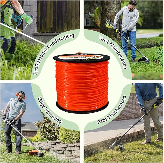 COSY GARDEN TOOLS String Trimmer Line 0.105-Inch 5LB Weed Wacker String Commercial Grade Orange Pentagon Weed Eater String for Most String Trimmer,Multi-Head String Trimmer Attachment