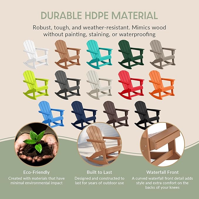 WestinTrends Malibu Outdoor/Patio Poly Adirondack Rocking Chair, Teak