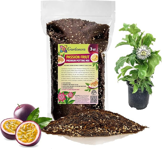 GARDENERA Premium Passion Fruit Potting Soil Mix - Perfect Balance of Nutrients, Drainage, and Aeration for Thriving Passion Fruit Vines - 3 Quart