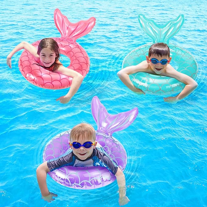 HeySplash Pool Floats Kids, Inflatable Swimming Ring Swim Tube Floaties, Summer Water Fun Beach Party Swimming Pool Toys for Kids Children Water Activities