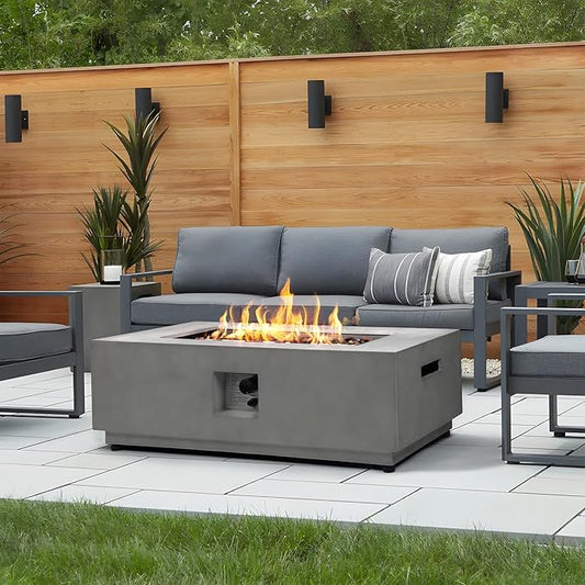 42 Inch Propane Fire Pit Table w/Tank Cover Table, Modern Gas Fire Pits for Outside Patio, CSA Certified Ignition Systems Firepit, 50,000 BTU Outdoor Fire Table for Patio Backyard Deck