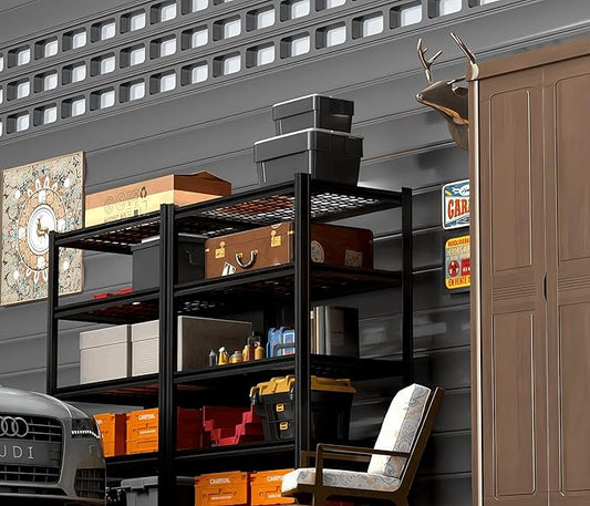 5 Tier Metal Shelving Unit, Adjustable Storage Shelves, 72" H x 35.43" W x 15.8" D Heavy Duty Garage Shelves for Warehouse, Basement, Kitchen, Pantry, Living Room, Black
