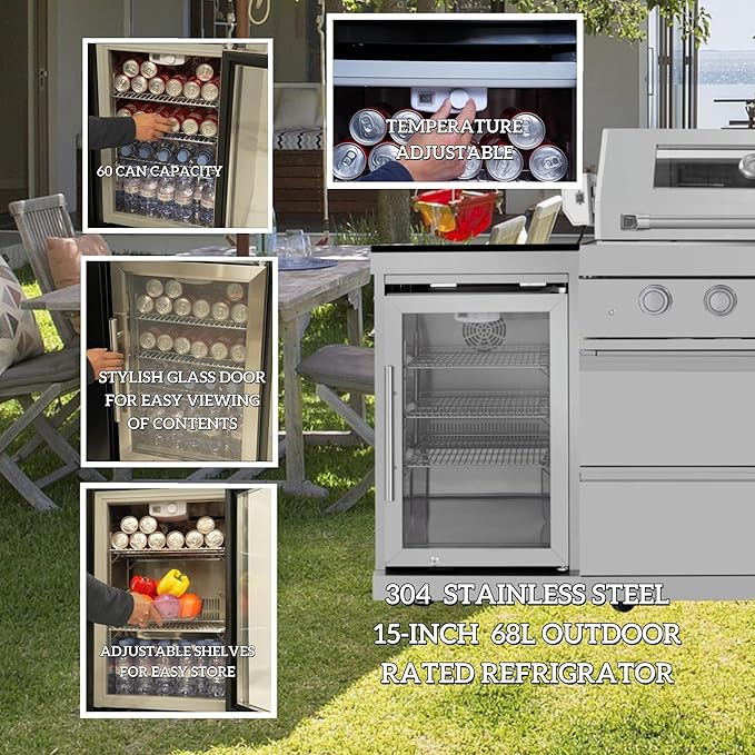 Outdoor Kitchen Island 85" 6-Burner 85000 BTU Deluxe Modular BBQ Island - Grill Islands w/Wine Cooler, Built in Combo Outside Island + Rotisserie & Granite Top Outdoor Grill
