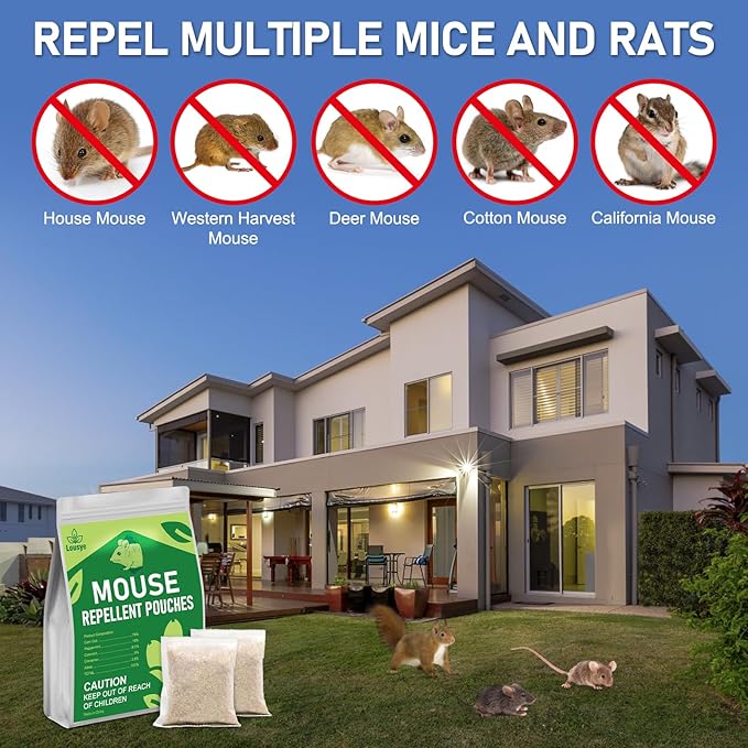 Mouse Repellent Pouches,30 Pack Natural Rodent Repellent for Indoor Use - Keep Mice Out of Home, Car, Garage & Attic, Safe for Humans and Pets