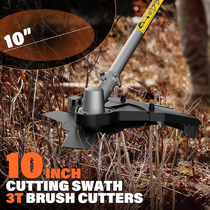 MAXLANDER 26cc Gas Weed Wacker, 2-in-1 Multi Tools, String Trimmer 17-Inch with 10-Inch Brush Cutter, Use 2 Cycle Air-Cooled Engine with Rubber Handle & Shoulder Strap Included, for Mowing Lawns
