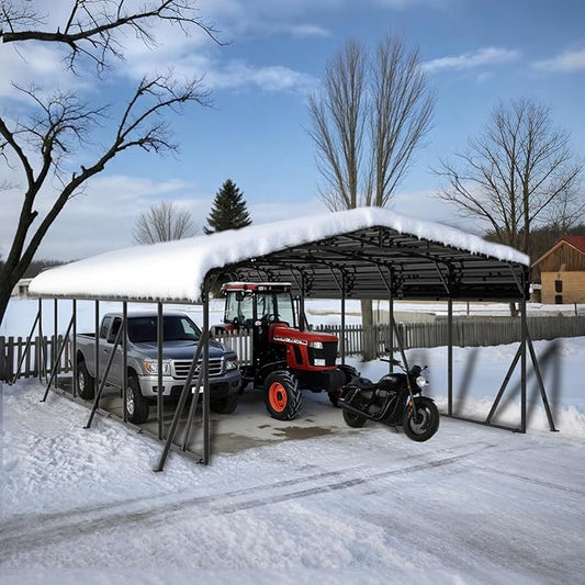 20x30FT Heavy Duty Metal Carport - Reinforced Galvanized Carport Canopy for All-Weather Shelter, Enhanced Wind Resistance for Boats, Cars, Trucks and Tractors