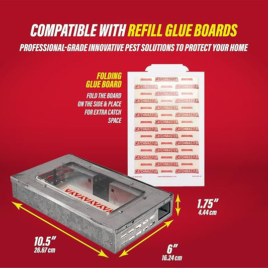 Catchmaster Pro Series Multi-Catch Mouse Trap 6-Pack, Humane Mouse Traps Indoor for Home, Includes Replaceable Glue Board, Live Catch Pest Control for Garage & Shed