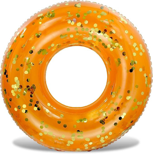 POZA Inflatable Pool Float Tube – Sparkly Confetti Swim Ring, Heavy Duty UV Resistant Inflatable Tube Pool Float for Kids & Adults – Multiple Colors & Sizes – Beach, Lake & Pool Party Float