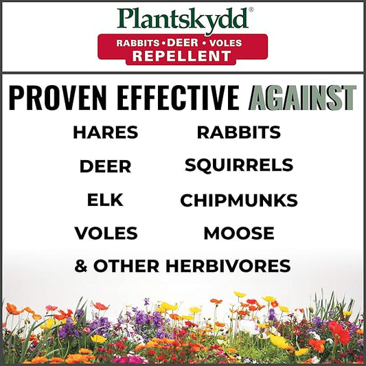 Plantskydd Animal Repellent - Repels Deer, Rabbits, Elk, Moose, Hares, Voles, Squirrels, Chipmunks and Other Herbivores; Ready to Use Liquid - 32 Oz Spray Bottle (PS-1L)