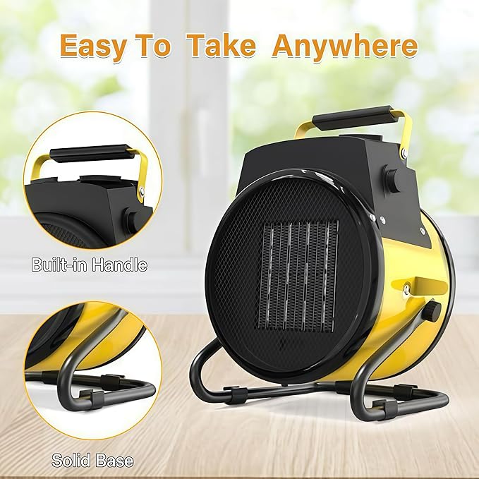 Outdoor Heater for Patio, Portable Heaters for Outdoor Use, Fast Heat PTC Ceramic Portable Heaters, Overheat, 3-Mode Electric Heater for Greenhouse, Outside, Garage, Deck & Patio