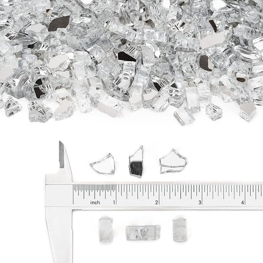 Stanbroil 10-Pound Fire Glass - 1/2 inch Reflective Tempered Fire Glass for Fireplace Fire Pit, Platinum Reflective