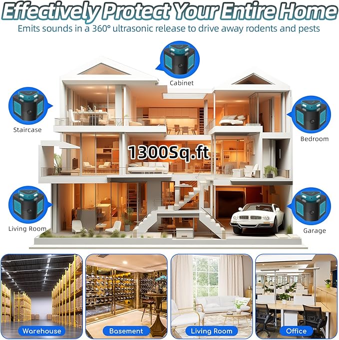 2Pack Ultrasonic Pest Repellent Plug in,Indoor Pest Insect Control Traps for Rodent Mouse Rat Spider Ant Bug Bats Roach,Mice Repellent Ultrasonic Plug in 4 Modes for Attic Warehouse Basement Garage
