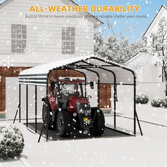 GAOMON Metal Carport, Carport with Reinforced Base and Galvanized Steel Roof, Heavy Duty Garage Car Shelter Shade, Outdoor Car Port Canopy for SUV, Truck, Boats, 10x15 FT