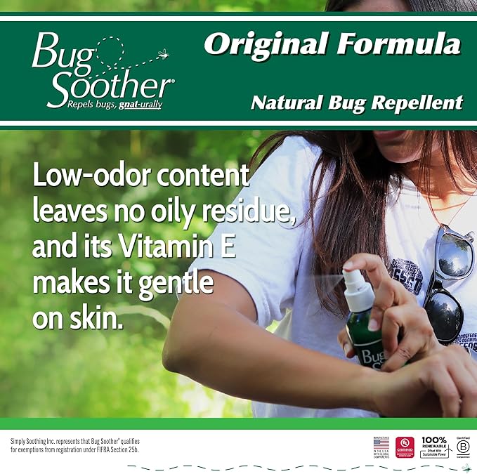Bug Soother Spray 32 oz. - Natural Insect, Gnat and Mosquito Repellent & Deterrent with Essential Oils - 100% DEET-Free Safe Bug Spray for Adults, Kids, Pets, Environment - Made in USA…