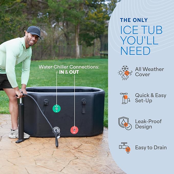 Lifepro NordPod Elite Cold Plunge Tub – Portable Ice Bath for Recovery & Therapy – Outdoor/Indoor XL Plunge Tub with Lid & Air Pump – 57 Gallon Capacity