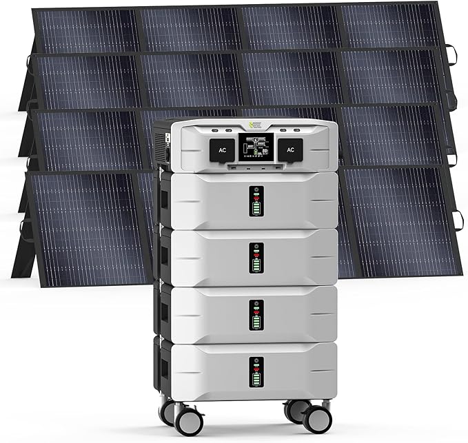 IEE 10.24kWh Portable Power Station SP5000 with 4x200W Solar Panel, 120/240V Solar Generator 5000W(Peak 9000W) AC Output, LFP Battery Generator for Home Use, Camping, Power Outages, RVs
