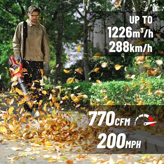 DCK 58V Cordless Leaf Blower, Power Variable-Speed, Brushless, 770 CFM, Electric Leaf Blower with 4Ah Battery and 5A Charger for Lawn Care, Yard, Outside(KDLB58211BDM)