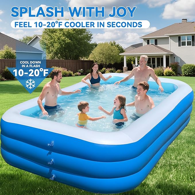 Large Inflatable Pool for Kids and Adults, 120" X 70" X 22" Oversized Thickened Blow Up Pool for Kid and Adult, Durable Swimming Pool for Backyard, Outdoor, Garden, Summer Water Party