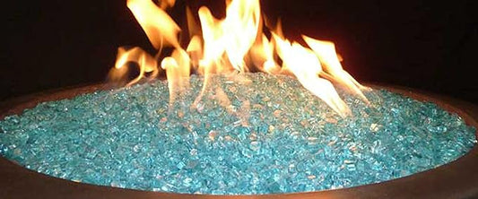 Hiland RGLASS-AQ Pit Fire Glass i n Aqua, Extreme Tempature Rating, Good for Propane or Natural Gas, 10 Pounds, 10 lb
