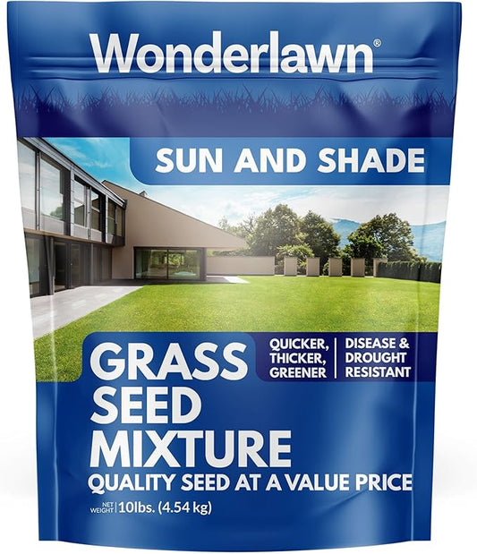 Barenbrug Wonderlawn Sun and Shade Grass Seed Mix for Lawn Care and Landscaping, 10 lbs. Bag