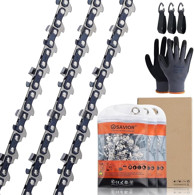 Savior 3PC 8 Inch Replacement Chain for IMOUMLIVE 8-inch Chainsaw, 8" Replacement Chainsaw Chain - 043" Gauge, 1/4" LP Pitch, 47 Drive Links Chain