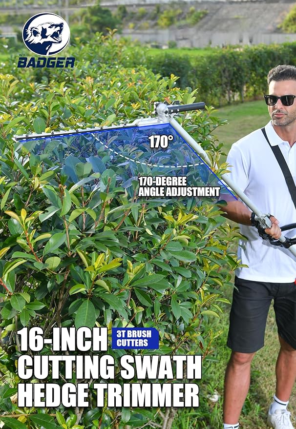 Wild Badger Power 40V Cordless Weed Wacker, String Trimmer/Edger, Pole Saw, Hedge Trimmer and Brush Cutter Blade, Attachment Capable 4-in-1 Multi-Tool Kit with 2 * 20V 4Ah Battery and 1*Charger