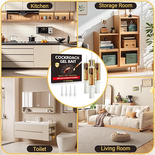 4 Tubes Cockroach Gel Bait, Powerful Roach Repellent Bait Trap Infestation Solution Indoor for Home, Ready-to-Use Cockroach Deterrent for Kitchen Home RV