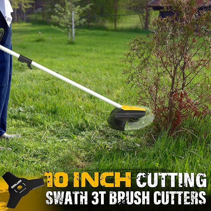 ZEGJAW 40V Weed Wacker Cordless, 8-Inch Pole Saw, Hedge Trimmer and Brush Cutter, 4-in-1 Multi Garden Tools with 2X20V 4.0Ah Batteries and Charger