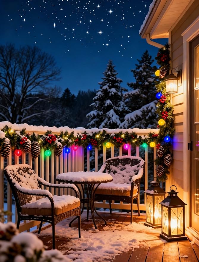 Pallerina 50Ft Outdoor Frosted Multicolor Lights, LED G40 Globe Patio String Lights with 25 0.6W Ceramic Colorful Bulbs(2 Spare), Outside Christmas Lights for Holiday Party Backyard Christmas