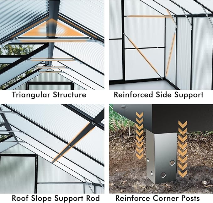 10×12FT Greenhouse for Outdoors, Large Walk in Greenhouse and Garden Planting, Green Houses for Outside with Electronic Thermometers, Withstands Strong Wind or Snow to Protect Vegetables or Plants