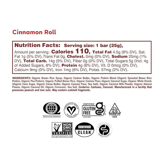 GoMacro Kids MacroBar Organic Vegan Snack Bars - Cinnamon Roll (0.90 Ounce Bars, 7 Count) (Pack of 2)