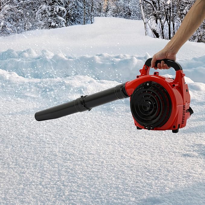 25.4CC Leaf Blower & Leaf Vacuum Mulcher, 2-Stroke Handheld Gas Powered Leaf Blower for Yard Cleanup, Mulching & Debris Collection, Red