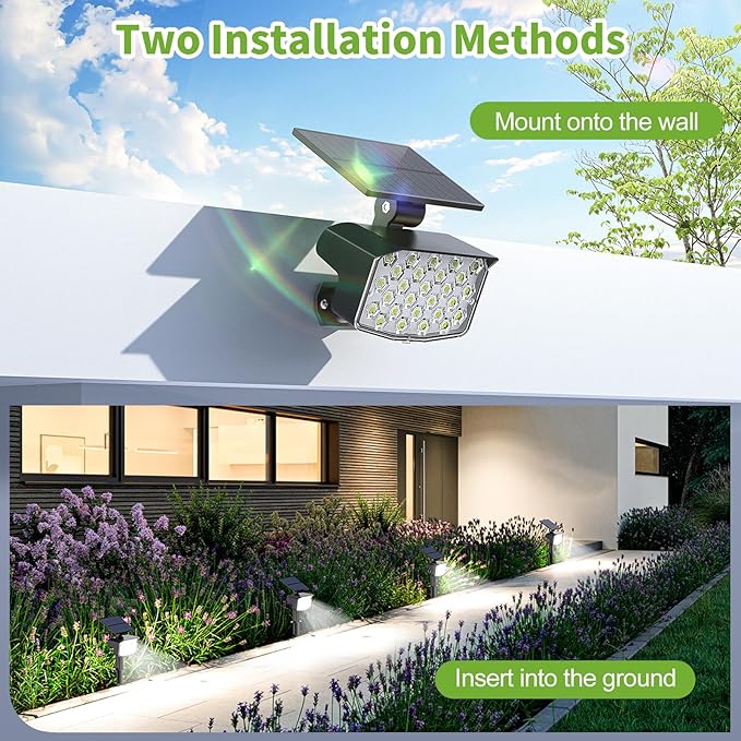 MinPea 8 Pack Solar Spot Lights Outdoor, Waterproof IP65 Adjustable, 3 Lighting Modes Solar Powered Landscape Spotlights for Yard Garden Pathway(Cool White)