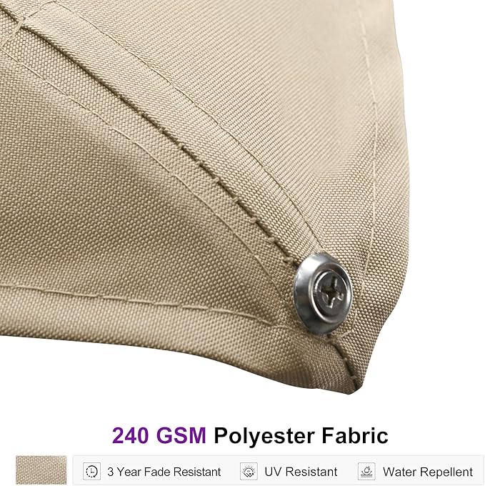 PURPLE LEAF 10' X 13' Rectangle Patio Umbrella with Base Large Windproof Offset Hanging Outdoor Umbrella Cantilever Umbrella Outdoor Patio Beige