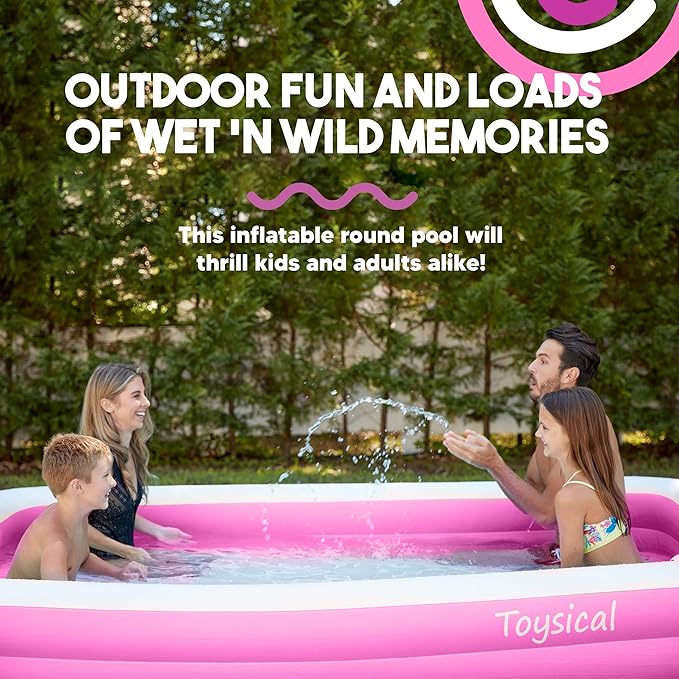 Toysical Inflatable Pool for Kids and Adults - 118 x 72 x 22 - More Durable Than Other Blow up Pools for Adults - Includes Patches