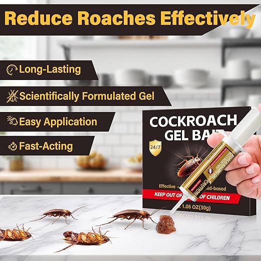 4 Tubes Cockroach Gel Bait, Powerful Roach Repellent Bait Trap Infestation Solution Indoor for Home, Ready-to-Use Cockroach Deterrent for Kitchen Home RV