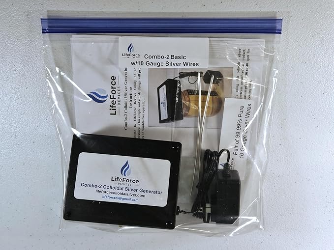 LifeForce Devices COMBO-2 Basic Silver Generator Package – Home & Off-Grid Solution Kit – Makes 32oz in 16 Minutes – Dual Power with Pure Silver Wires (Gauge-10)