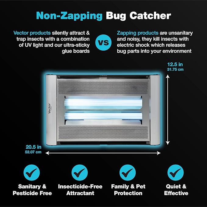 Catchmaster Vector Plasma Screened Light Trap, UV Light Fly Traps, Gnat Traps for House Indoor, Shatterproof Bulbs, UV Lamp Insect Killer, Bug Light for Commercial Kitchen, Warehouse & Restaurants