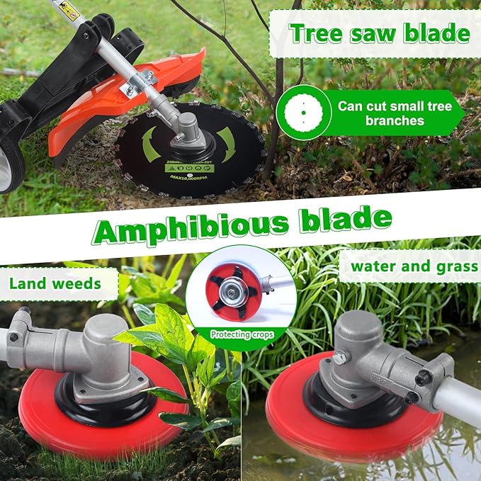 2025 New 8-in-1 Multi-Functional Trimming Tool, 52CC 2-Cycle Gas Powered Weed Eater, String Trimmer, Hedge Trimmer, Edger, Brush Cutter, Pole Chainsaw Pruner with Extension Pole (Orange-8 in 1)