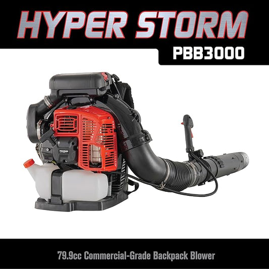 PRORUN PBB3000 Gas Backpack Leaf Blower, 79.9cc Commercial-Grade, 250 MPH, 1125 CFM, 50N