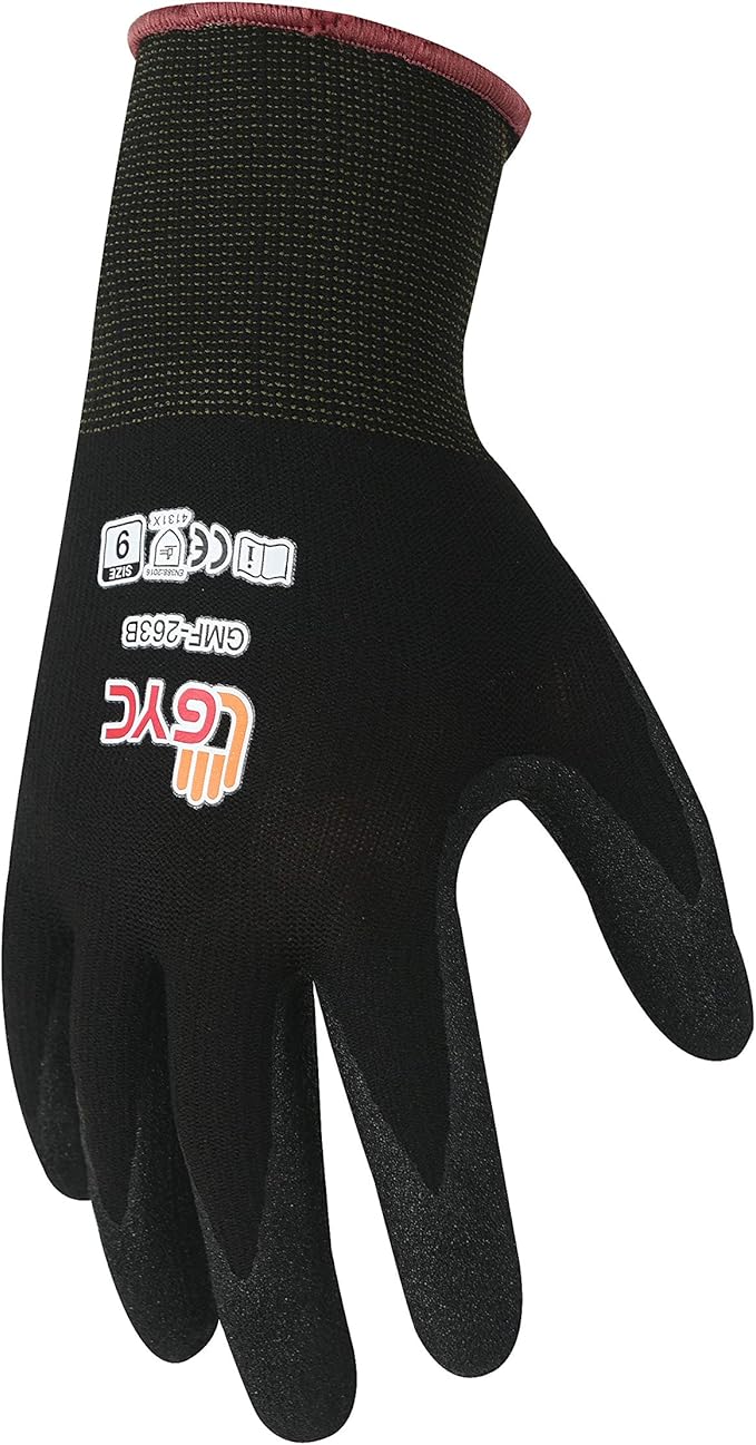 GYC Gloves, DIY, Gardening, Oil & Dry Grip Nitrile Micro Finish Safety Work Gloves - 10 Pairs Pack - Comfortable Grip, Anti-Slip (GMF-263B / SIZE 11 - XX-Large)