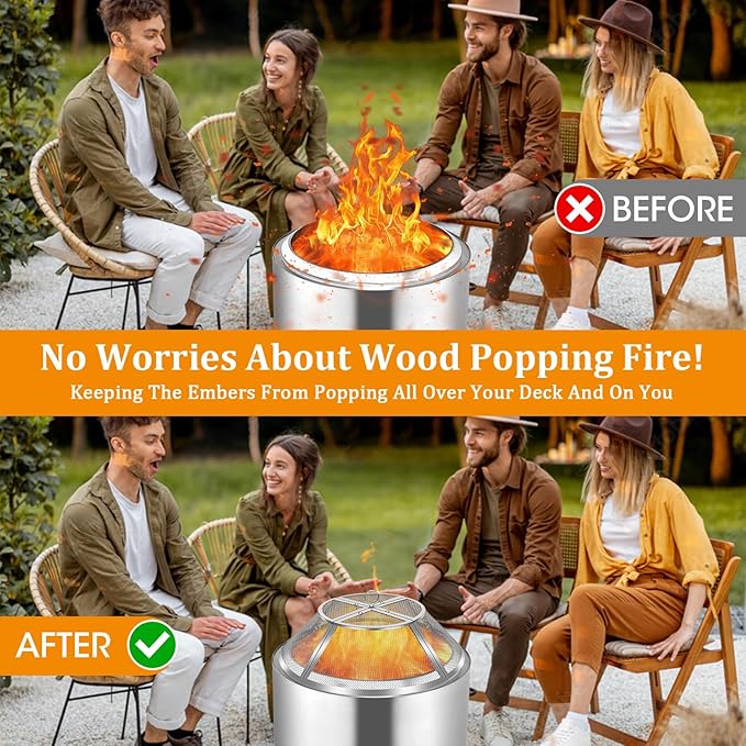 Fire Pit Shield for Solo Stove Ranger 15 Inch,Stainless Steel Spark Screen for Solo Ranger,Fire Pits Mesh Protector Cover Top Sparks Guard Outdoor Heavy Duty for Hot Embers-Silver