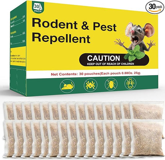 30PCS Rodent Deterrent Pouches, Plant-Based Ingredients, Ideal for Home Use