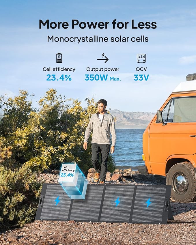 BLUETTI AC180 Solar Generator with 350W Solar Panel (Ships Separately), 1152Wh Portable Power Station w/ 4 1800W (2700W Surge) AC Outlets, LFP Power for Outdoor Camping, Trip, Power Outage